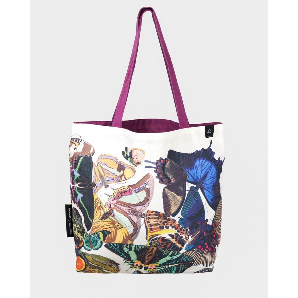 BOLSA TELA DE LA COMPRA MARIPOSAS GRANDES REVERSIBLE